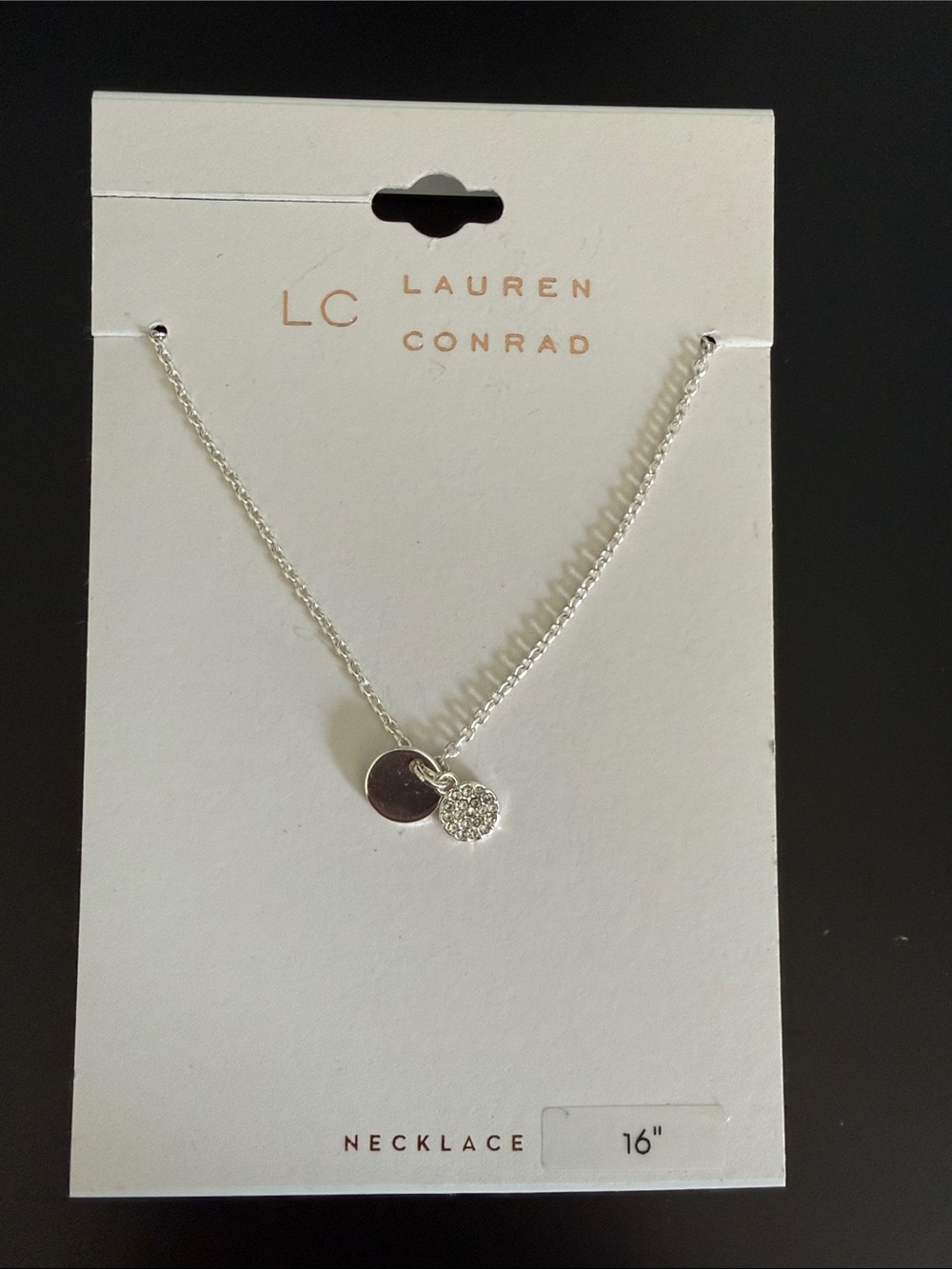 LC Lauren Conrad Silver Pavé & Disc Charm Necklace